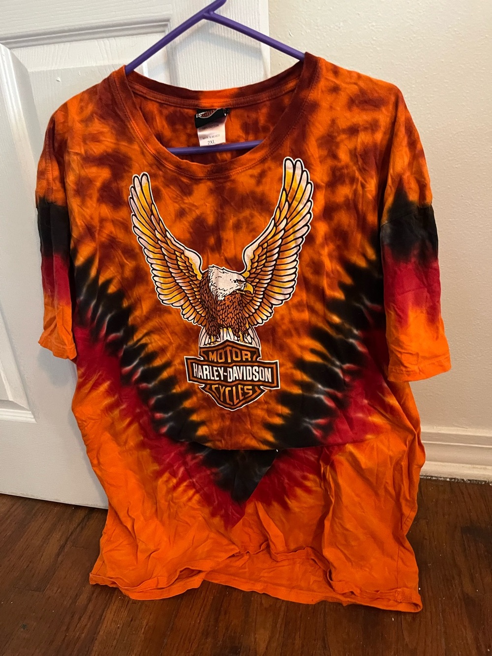 Harley-Davidson Orange Black Red Tie-Dye Eagle Tee